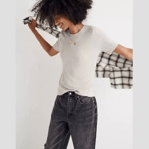 Madewell The Dreamiest Knit Tee in Oatmeal - Picture 1 of 8